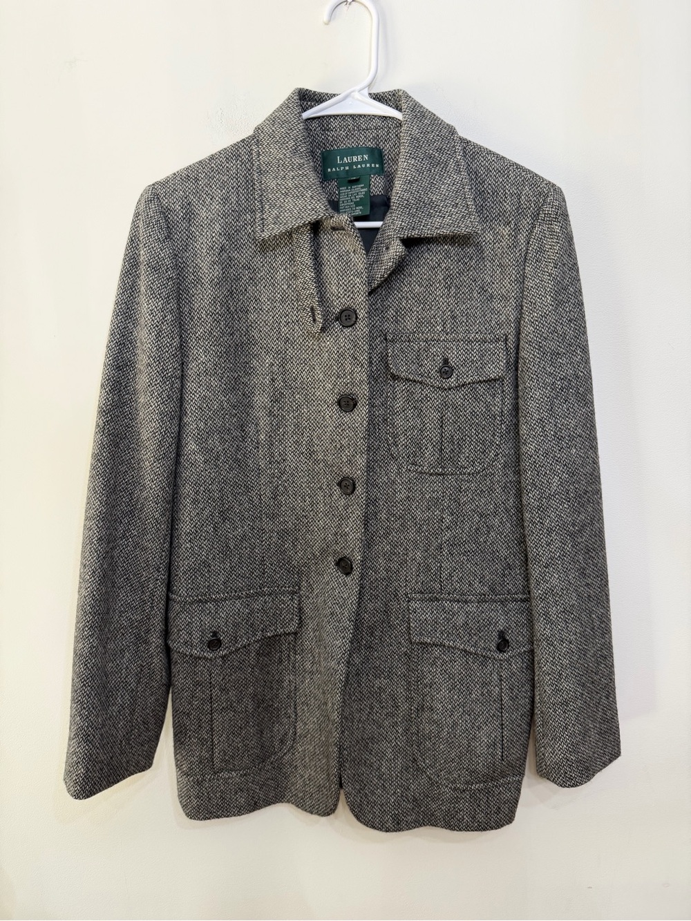 Lauren Ralph Lauren 100% Wool Black Tweed Coat Old Money CBK Black Women’s 10